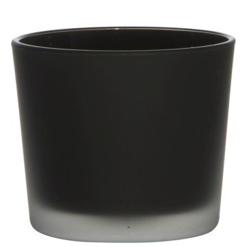 Large glass tealight holder ALENA FROST, black matt, 3.5"/9cm, Ø4"/10cm