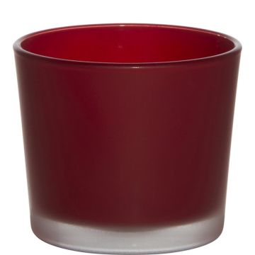 Large glass tealight holder ALENA FROST, red matt, 3.5"/9cm, Ø4"/10cm