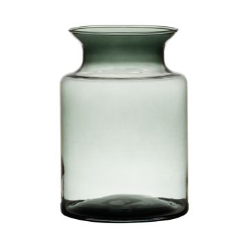 Candle holder HANNA EARTH, glass, grey-clear, 8"/20cm, Ø5.5"/14cm