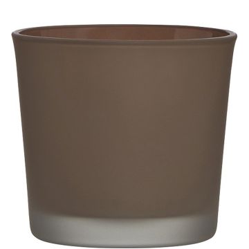 Flower pot made of glass ALENA FROST, brown matt, 4.3"/11cm, Ø4.5"/11,5cm
