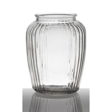 Glass vase NOLAN, vertical stripes, clear, 8"/19,5cm, Ø6.1"/15,5cm