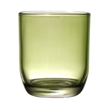 Glass candle holder JOFFREY, green, 3.1"/8cm, Ø2.8"/7cm