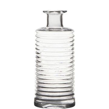 Glass bottle STUART with grooves, clear, 8"/21,5cm, Ø3.7"/9,5cm