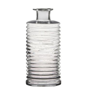 Glass bottle STUART with grooves, clear, 12"/31cm, Ø5.7"/14,5cm