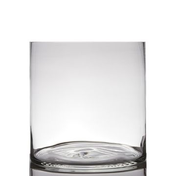 Cylindrical lantern SANSA EARTH, glass, clear, 12"/30cm, Ø12"/30cm