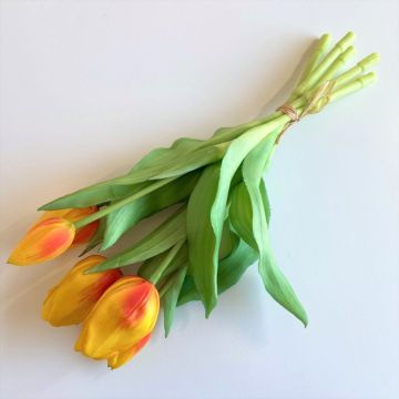 Artificial flowers Tulip bouquet LEANA, orange, 12"/30cm, Ø8"/20cm