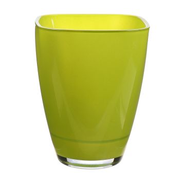 Flower vase YULE, glass, apple-green, 5.3"x5.3"x7"/13,5x13,5x17cm