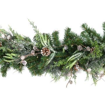 Artificial fir garland STOCKTON, green, snow-covered, LEDs, 6ft/180cm, Ø14"/35cm