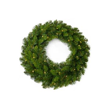 Artificial fir wreath OXNARD, green, LEDs, Ø24"/60cm