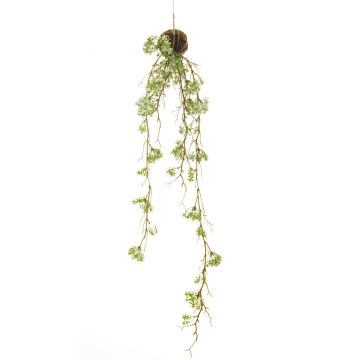 Artificial daisy hanging plant SIRIA on moss ball, white, 3ft/90cm