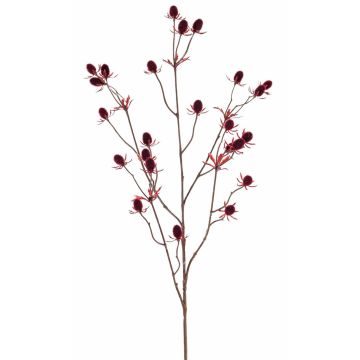 Fake thistle spray (Eryngium) LOUKAS, burgundy red, 28"/70cm, Ø0.6"/1,5cm