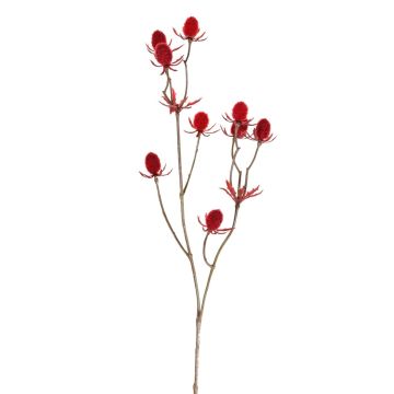Fake thistle spray (Eryngium) LOUKAS, red, 18"/45cm, Ø0.6"/1,5cm