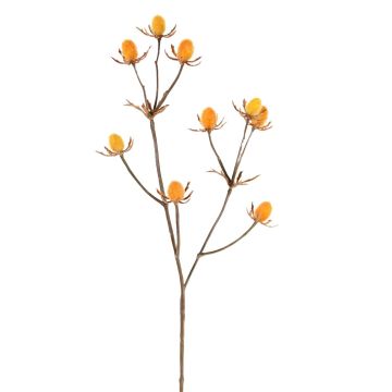 Fake thistle spray (Eryngium) LOUKAS, yellow-orange, 18"/45cm, Ø0.6"/1,5cm