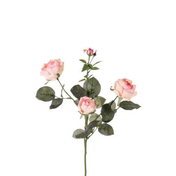 Fake rose spray DIAMANTIS, pink-cream, 30"/75cm