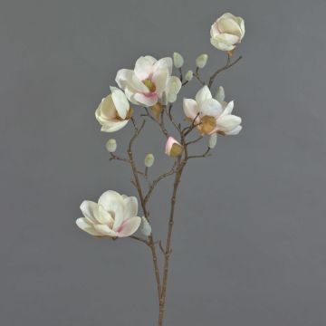 Fake magnolia KOSTAS, cream-pink, 31"/80cm, Ø2"-3.1"/5-8cm