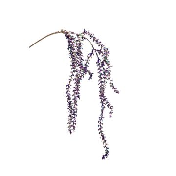 Decorative branch amaranth YESSIKA with flowers, glitter, purple, 4ft/110cm