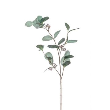 Fake eucalyptus branch MAXEN with fruits, green-grey, 30"/75cm