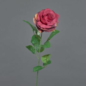 Artificial flower rose PEZOS, burgundy, 24"/60cm, Ø3.9"/10cm