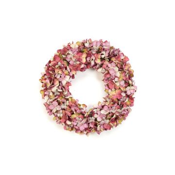 Fake hydrangea wreath KERTI, light pink-dark pink, Ø20"/50cm