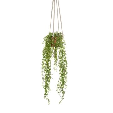 Artificial climbing fig hanging basket AMADOR, terracotta pot, green, 3ft/100cm