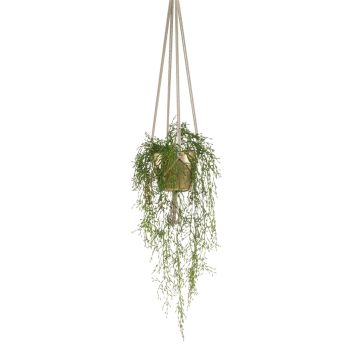 Artificial Rhipsalis hanging basket BAILA, golden ceramic pot, green, 3ft/90cm