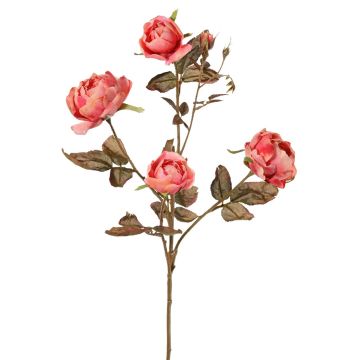 Artificial rose spray SITARA, light pink-dark pink, 30"/75cm, Ø2"-3.1"/5-8cm
