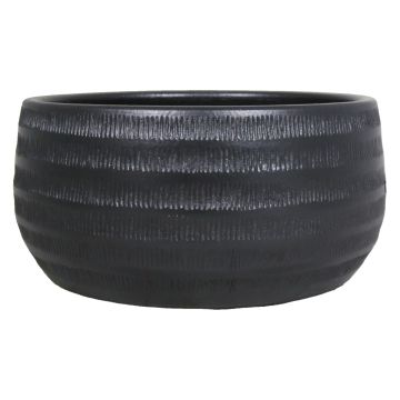 Ceramic fruit bowl TIAM with grooves, black matt, 5.5"/14cm, Ø11"/29cm