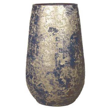 Ceramic vase in retro style MAGO, washed effect, gold, 12"/30cm, Ø7.5"/19cm