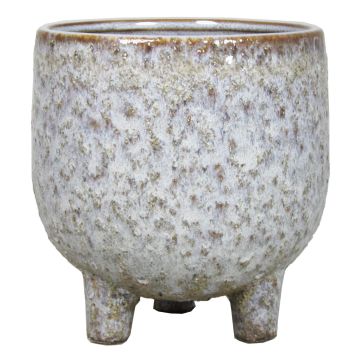 Flower pot made of ceramic NOREEN, speckled, on feet, grey-brown, 4.1"/10,5cm, Ø4.3"/11cm