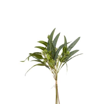 Artificial eucalyptus bunch BAYOLA with flowers, green, 18"/45 cm