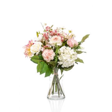 Artificial flower bouquet FEME, white-pink, 3ft/95 cm, Ø 24"/60 cm