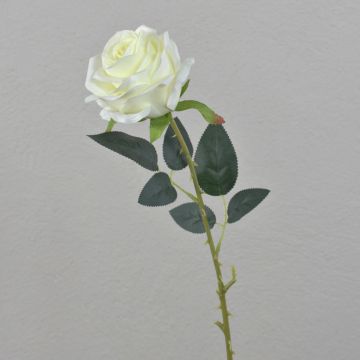 Fake rose ELEAZAR, white, 26"/65cm, Ø 3.5"/9cm