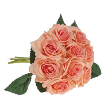 Artificial rose bouquet GAUTAM, apricot, 10"/25cm