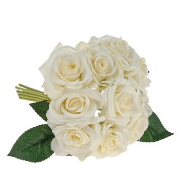 Artificial rose bouquet GAUTAM, cream-white, 10"/25cm