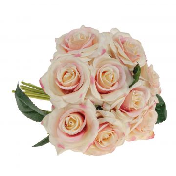 Artificial rose bouquet GAUTAM, cream-pink, 10"/25cm