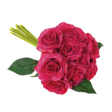 Artificial rose bouquet GAUTAM, fuchsia, 10"/25cm