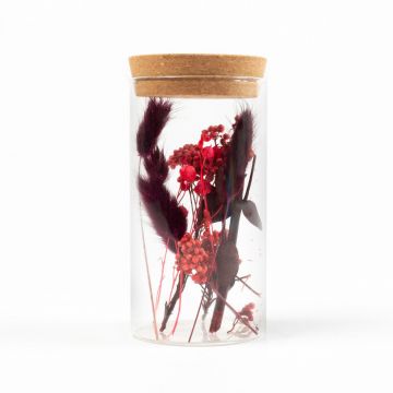 Dried flowers in glass pot ROMIRO, red, 12cm, Ø6,5cm