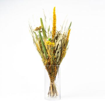 Bouquet of dried flowers ELEANOR with panicles, yellow-green, 65cm, Ø14cm
