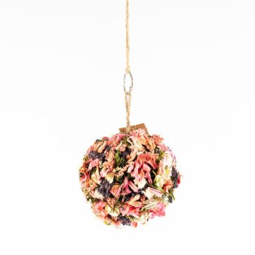 Hanging dried flowers ball ZOA with loop, pink-purple, Ø14,5cm