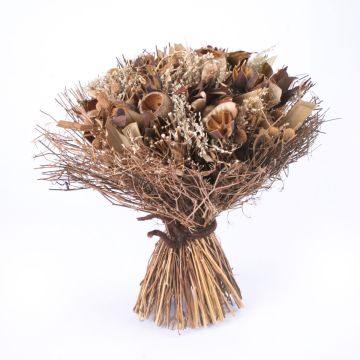 Bouquet of dried flowers ZACHARY, fruit capsules, pods, brown, 27cm, Ø29,5cm