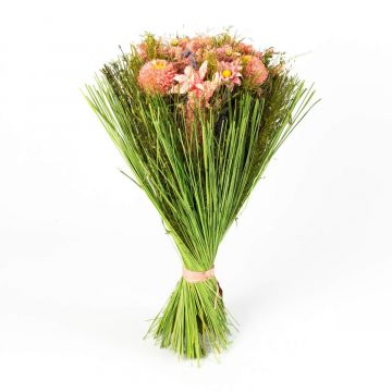 Bouquet of dried flowers LELITA, green cuff, pink-purple, 45cm, Ø27cm