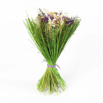 Bouquet of dried flowers LELITA, green cuff, purple-white, 45cm, Ø27cm