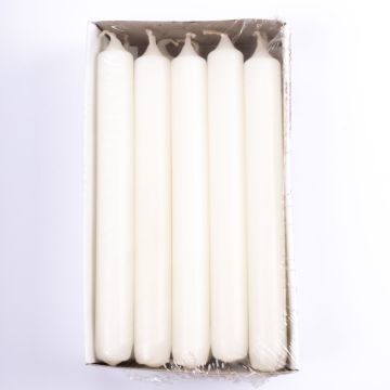 Table candle CHARLOTTE, 10 pcs, ivory, 7.3"/18,5cm, Ø0.8"/2,1cm, 6,5h - Made in Germany