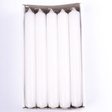 Table candle CHARLOTTE, 10 pcs, white, 7.3"/18,5cm, Ø0.8"/2,1cm, 6,5h - Made in Germany
