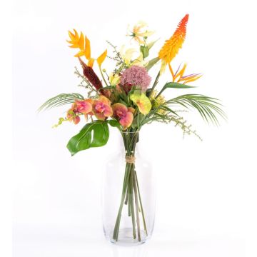 Artificial bouquet paradise OHANA, orchid, heliconia, colourful, 33"/85 cm, Ø 20"/50 cm