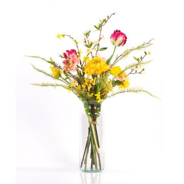 Artificial spring bouquet PRIMAVERA, yellow-pink-white, 30"/75cm, Ø18"/45cm