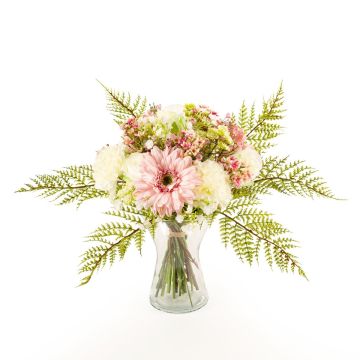 Artificial gerbera bouquet MALIA, rose, carnation, light pink, 16"/40cm, Ø12"/30cm