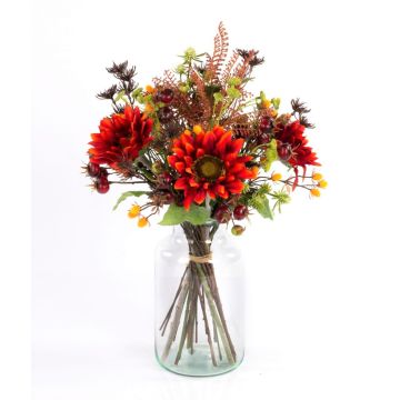 Artificial Autumn Bouquet HELENA, Sunflower, red, 20"/50cm, Ø14"/35cm