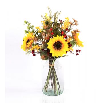 Artificial autumn bouquet HELENA, sunflower, yellow, 20"/50cm, Ø14"/35cm