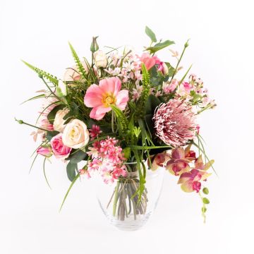 Artificial summer bouquet SANDARA, pink-green, 20"/50cm, Ø20"/50cm